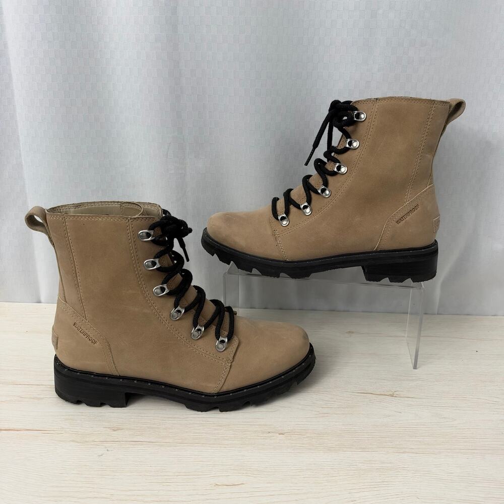 Sorel Lennox Lace Waterproof Boots Women’s Size 9.5 Tan Leather Combat - Picture 12 of 13